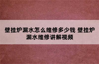 壁挂炉漏水怎么维修多少钱 壁挂炉漏水维修讲解视频